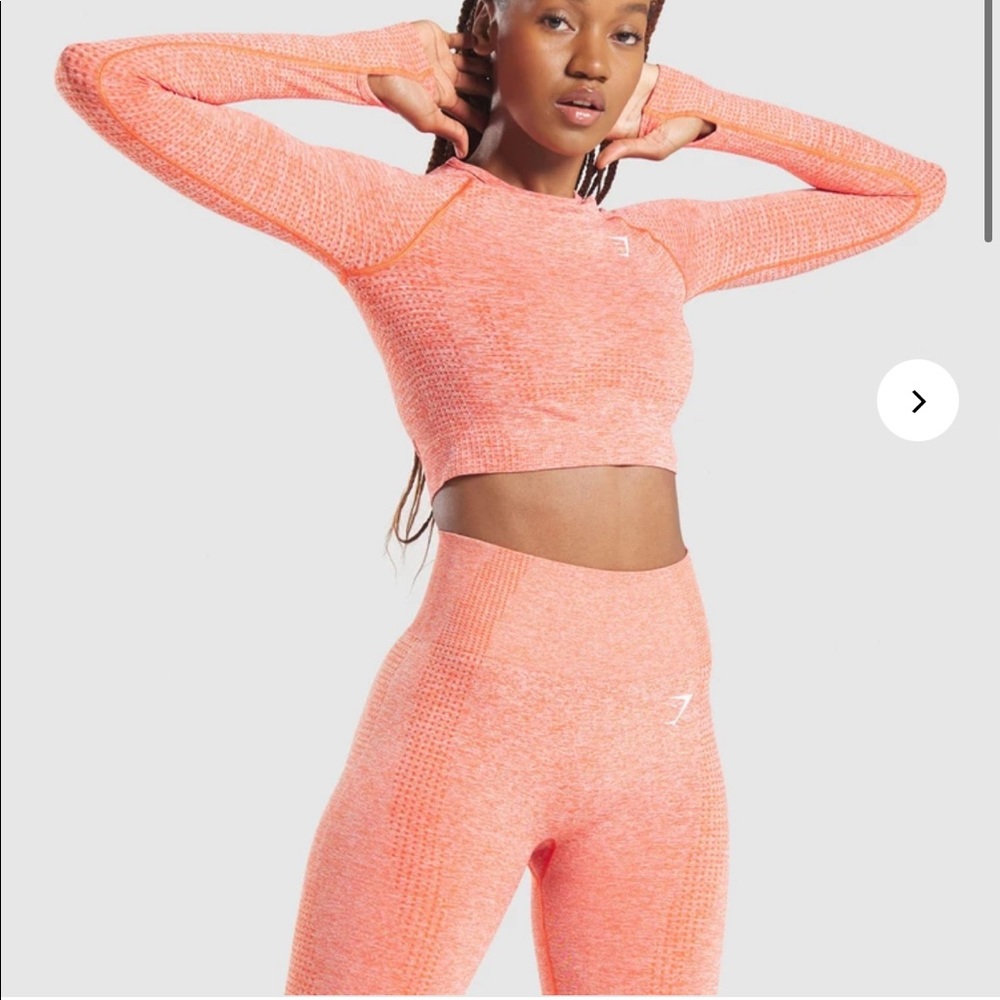 Vital Seamless Long Sleeve Crop Top - Orange Marl  S